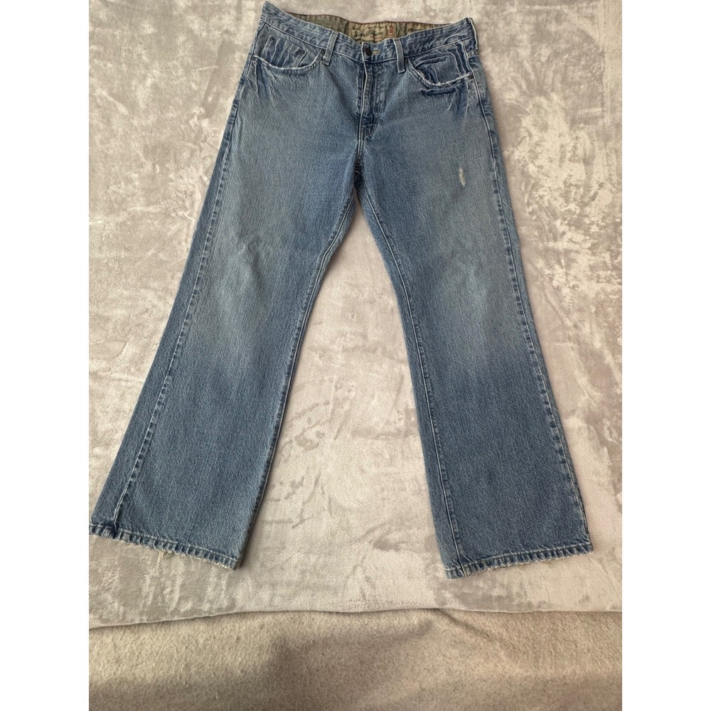 Levi Strauss Signature Low Loose Bootcut Jeans Mens 34x32 Medium Wash Distressed